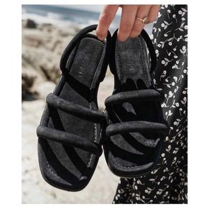 Christy Dawn Monroe Sandal in Noir Suede